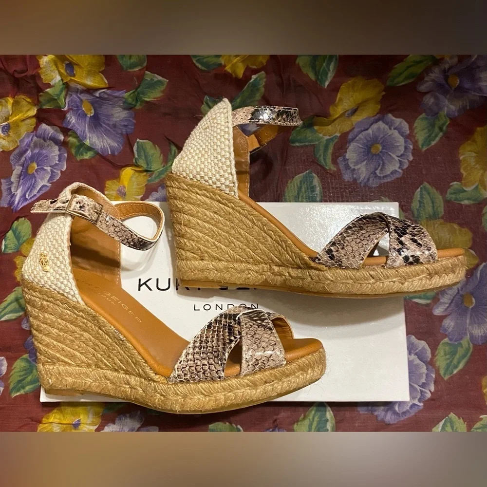 Kurt Geiger - NEW - Womens Leona Wedge Espadrille Wedges Sandals Size 7US /37EUR